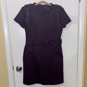 Calvin Klein Dark Plum Short-Sleeve Belted Mini Dress